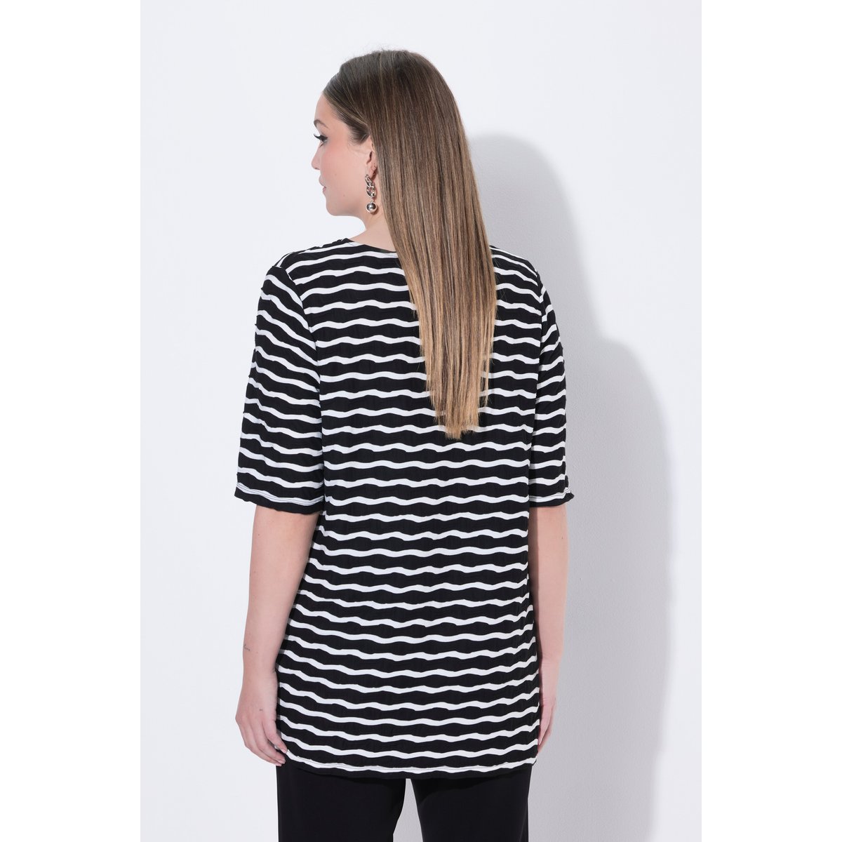 T-shirt col rond et manches courtes noir, ULLA POPKEN