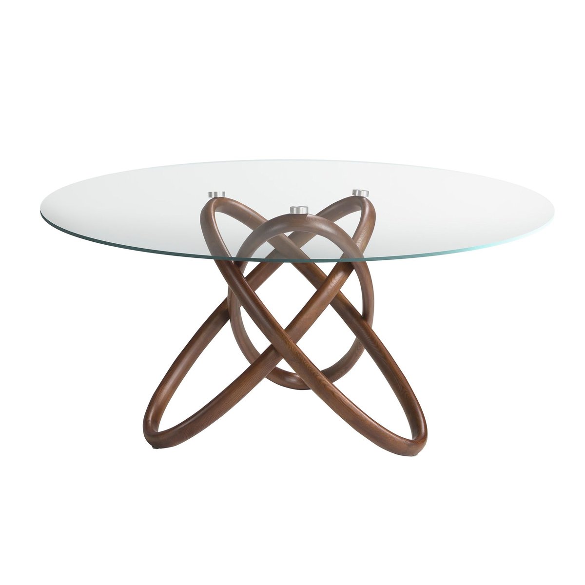 Table à manger ronde verre trempé et noyer verre | noyer, ANGEL CERDA