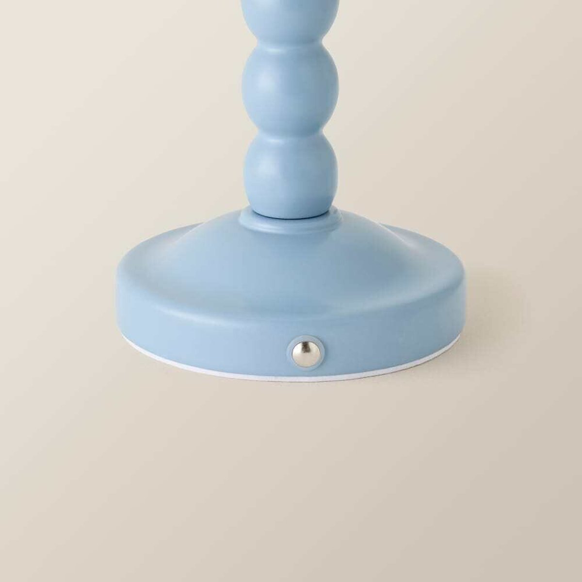 Bobbie Painted Bobbin Rechargeable Table Lamp with Natural Scallop Shade blue, SO'HOME