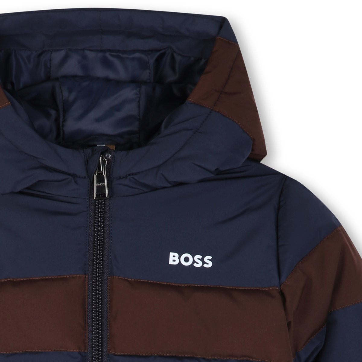 Doudoune à capuche bleu cargo, BOSS KIDSWEAR