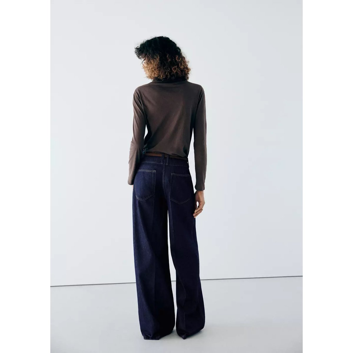 Jean droit taille haute bleu, MANGO