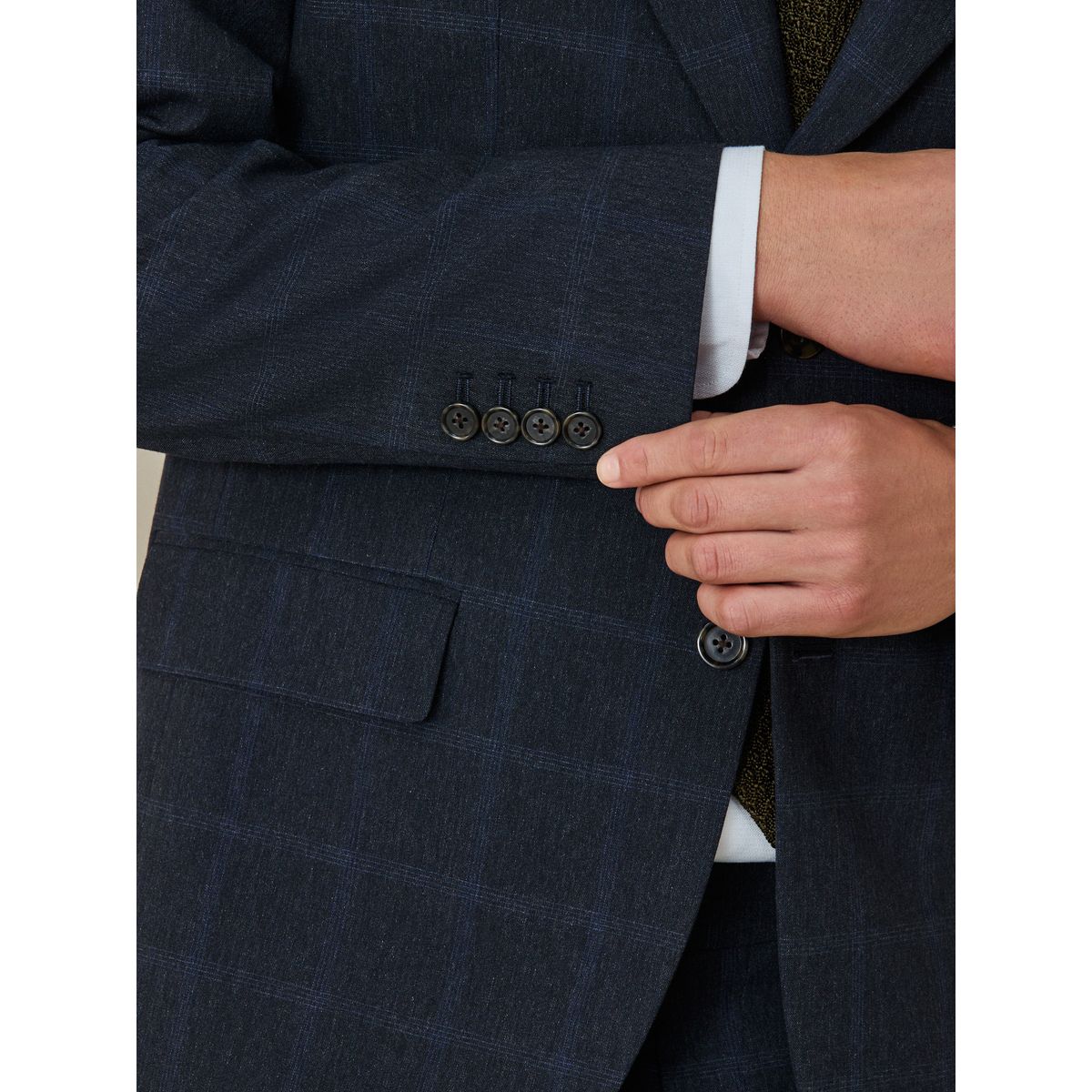 Veste de costume standard en coton à carreaux bleu marine, NEXT