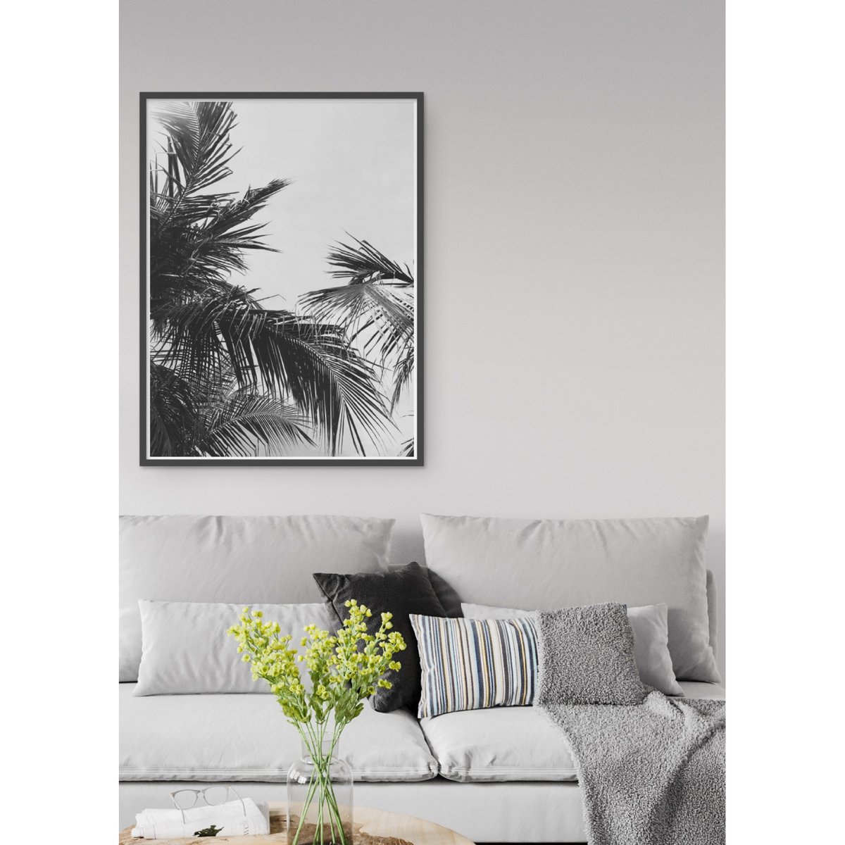 Poster nature Feuille de palmier n°2 blanc, L'AFFICHERIE