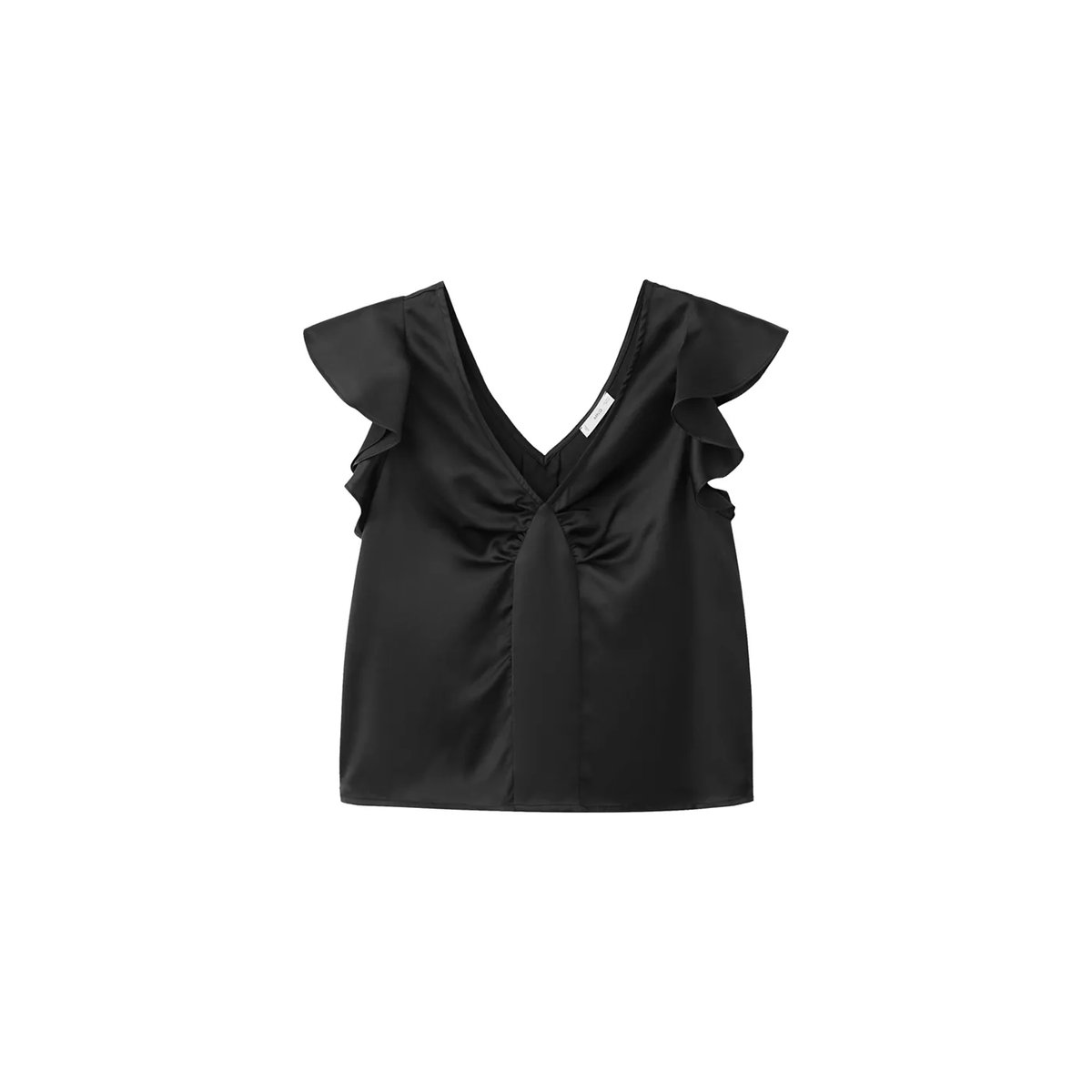 Top satiné à volants noir, MANGO TEEN