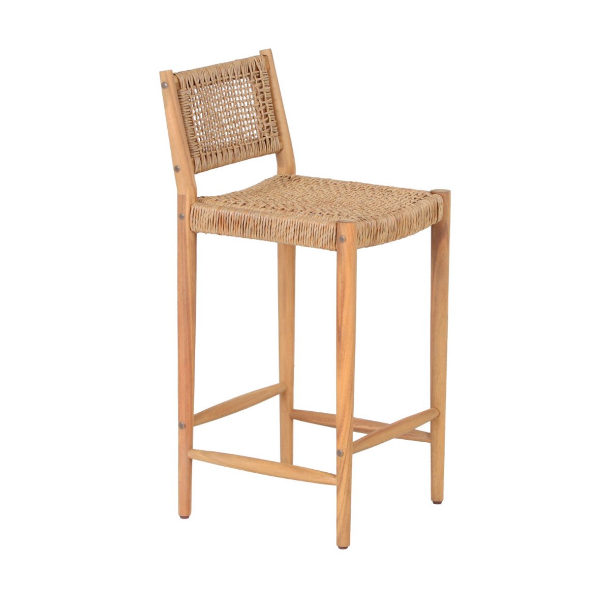 Lot de 2 tabourets de bar intérieur/extérieur en bois d'acacia et résine tressée H65cm- NURI bois clair, DRAWER
