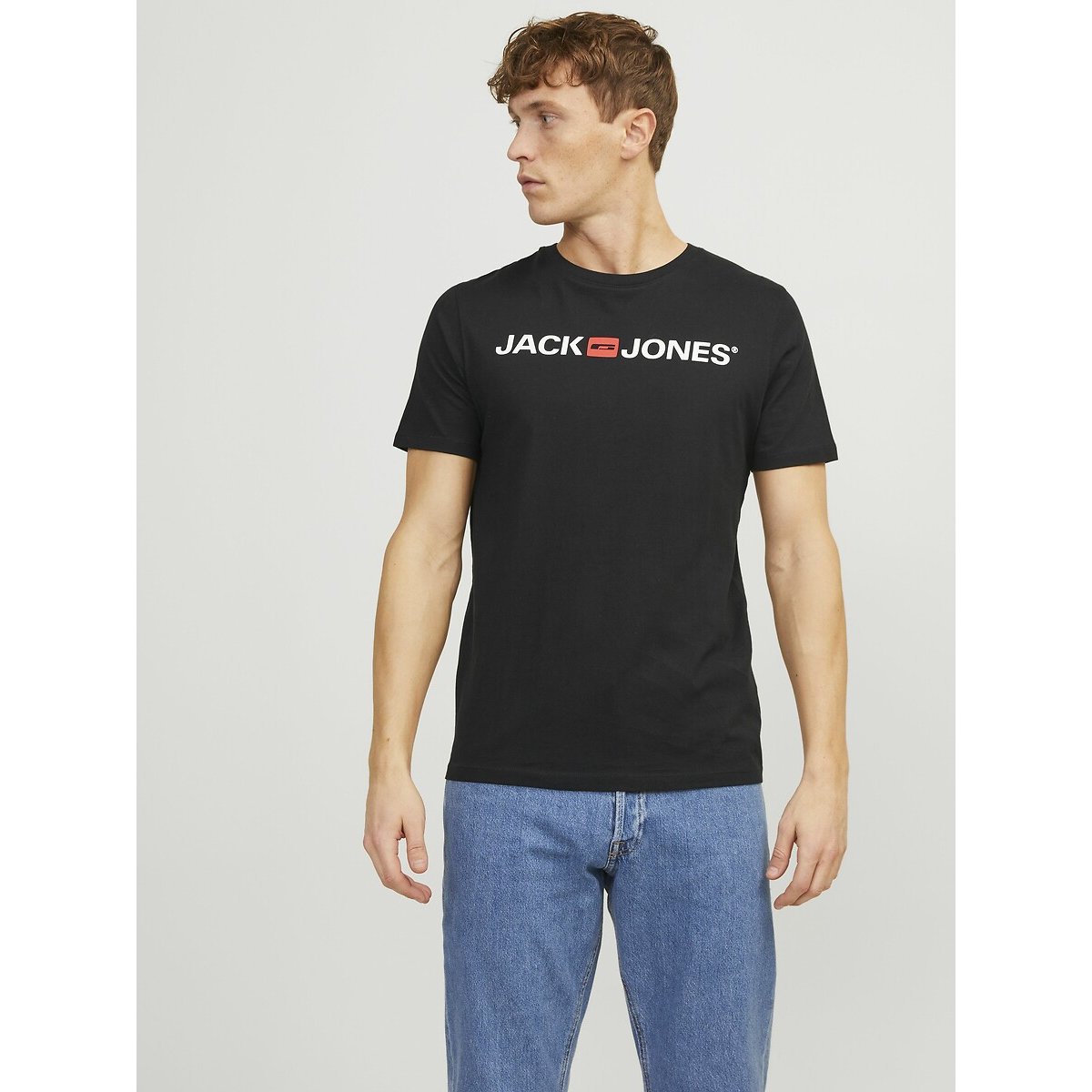 Lot de 3 t-shirts, manches courtes blanc + marine + noir, JACK & JONES