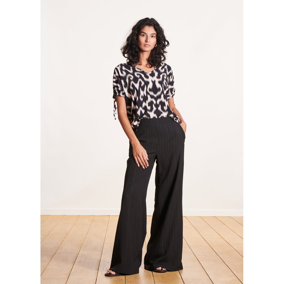 Pantalon large en coton noir, LA FEE MARABOUTEE