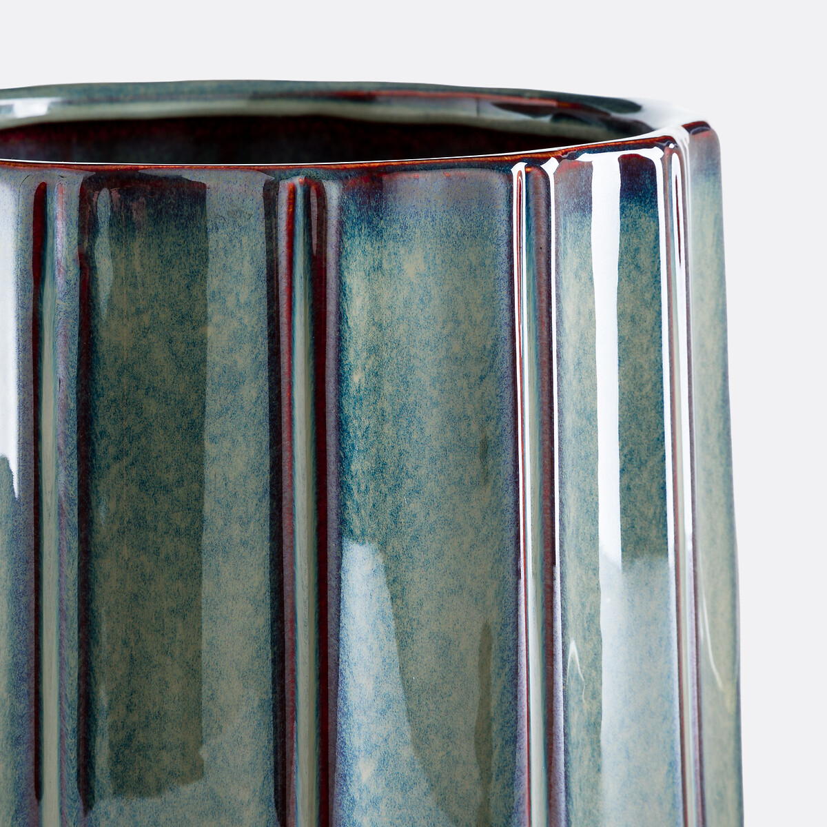 Cache-pot en céramique reliéfée, diamètre 27 cm, LYNOA vert, LA REDOUTE INTERIEURS
