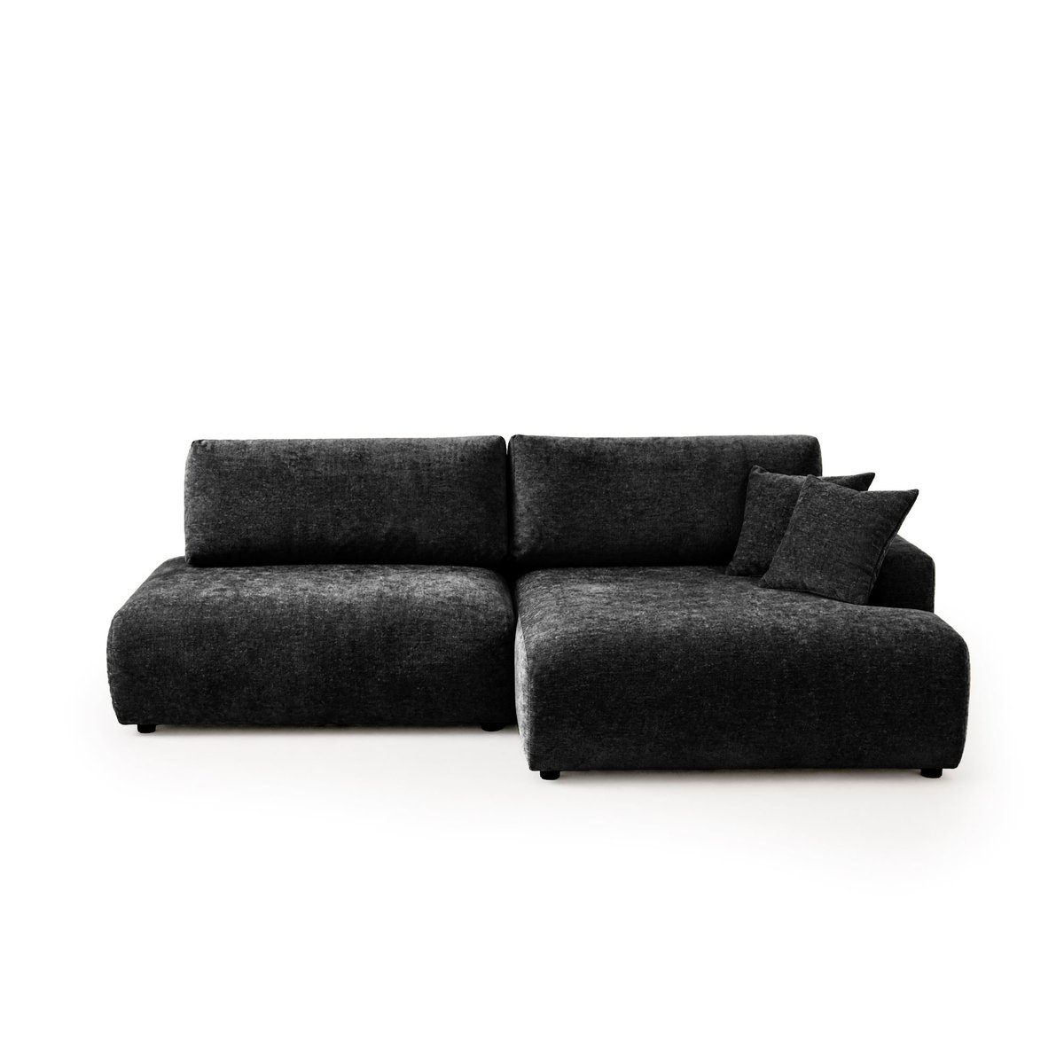 Canapé d'Angle Convertible en Tissu texturé 4 places - PIVOINE noir, BEST MOBILIER
