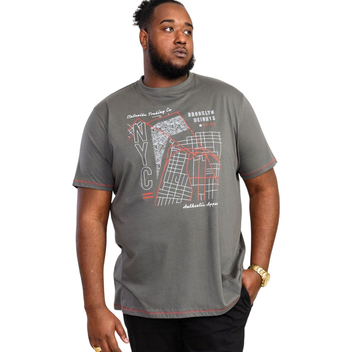 T-shirt manches courtes motif/style imprimé COBBLER NYC kaki, DUKE