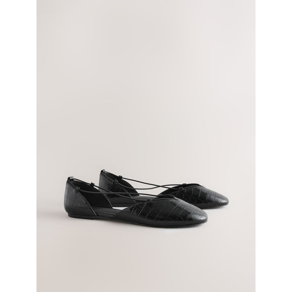 Chaussures ghillies plates en deux parties noir, NEXT