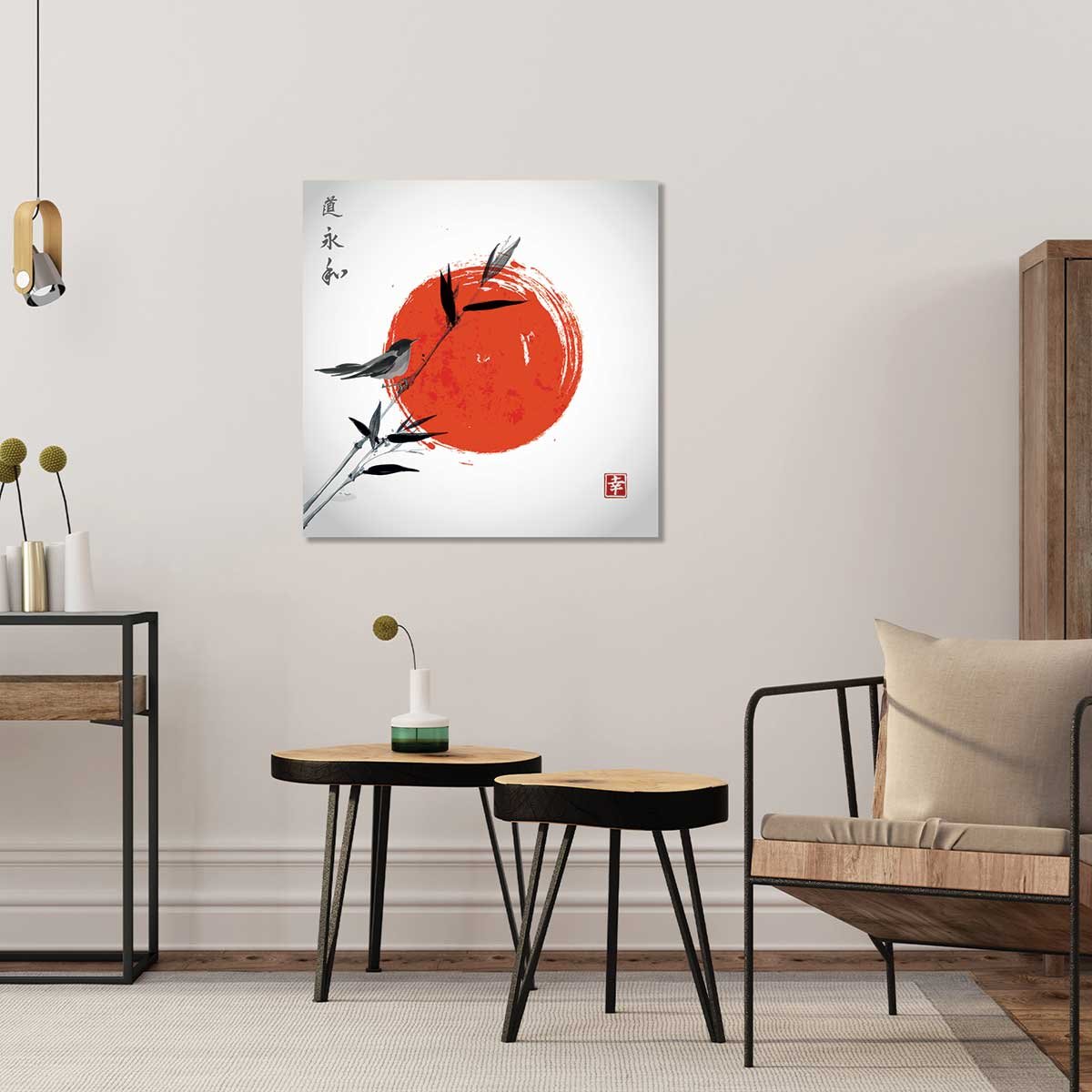 Tableau shinto et son rossignol tableau alu dibond, HEXOA