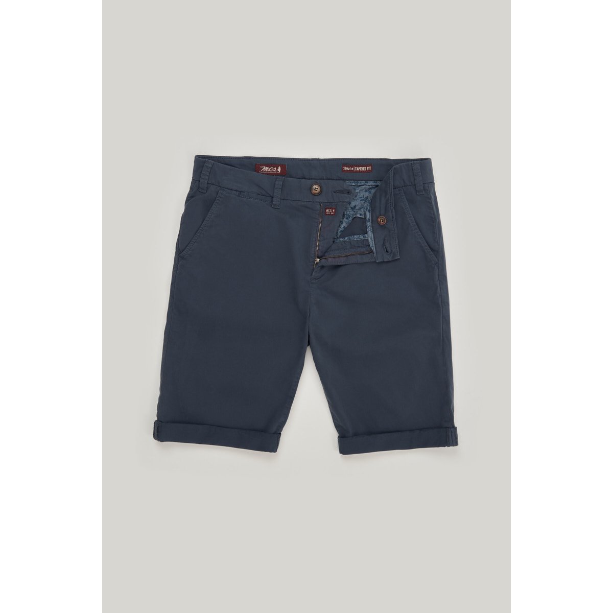 Bermuda chino en gabardine unie bleu marine, MCS