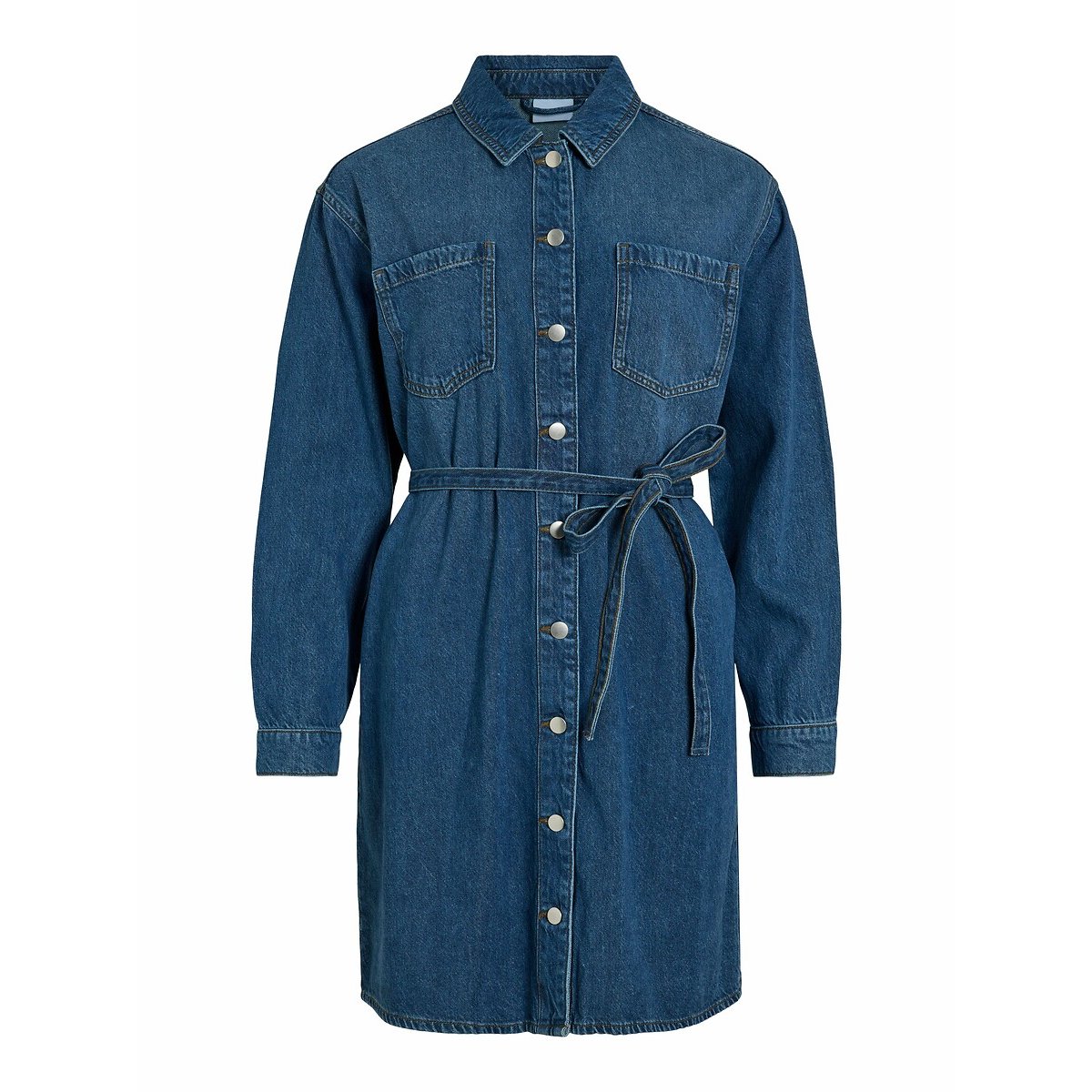 Robe courte en jean ceinturée bleu stone, VILA