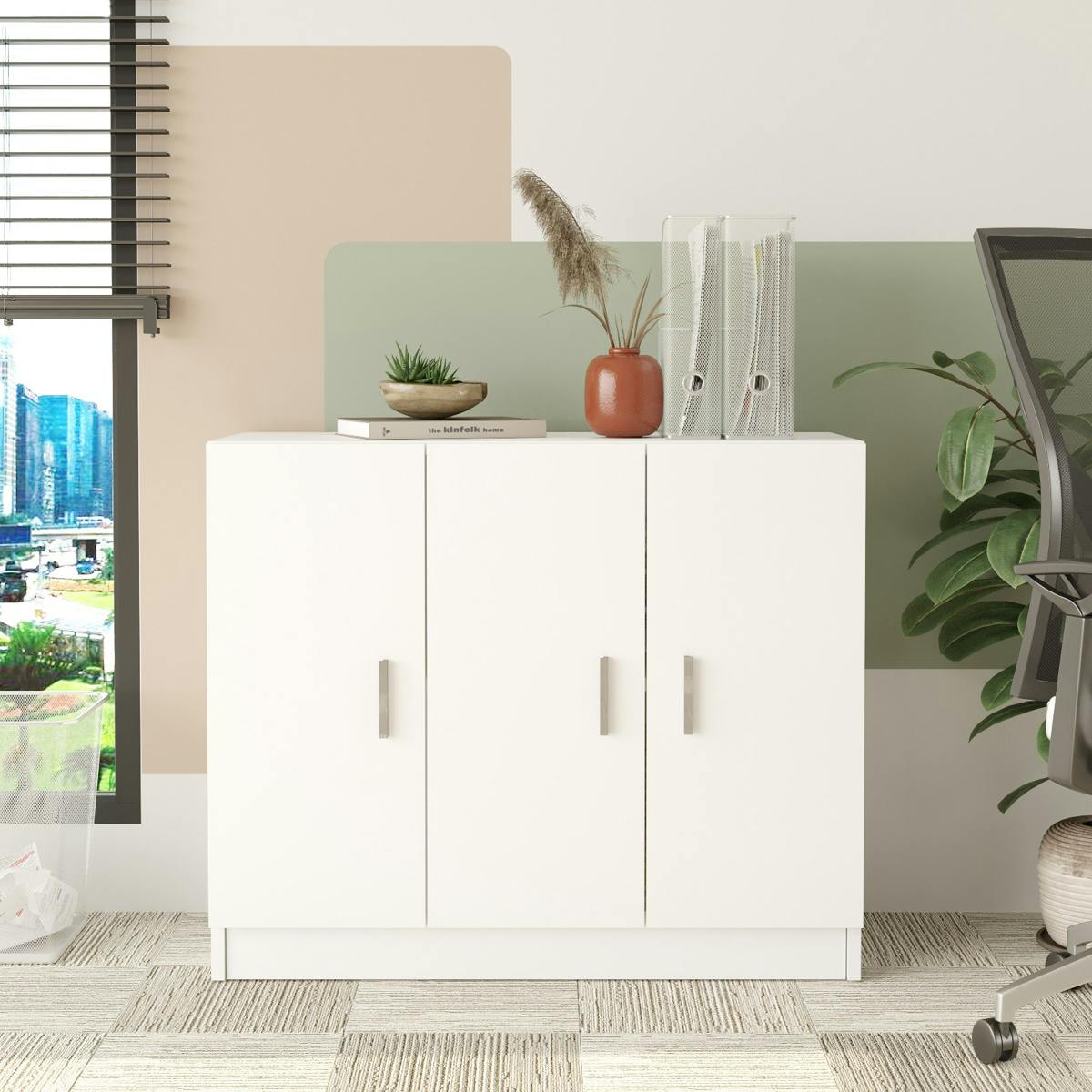 Meuble de rangement 3 portes MARFA blanc, PIER IMPORT