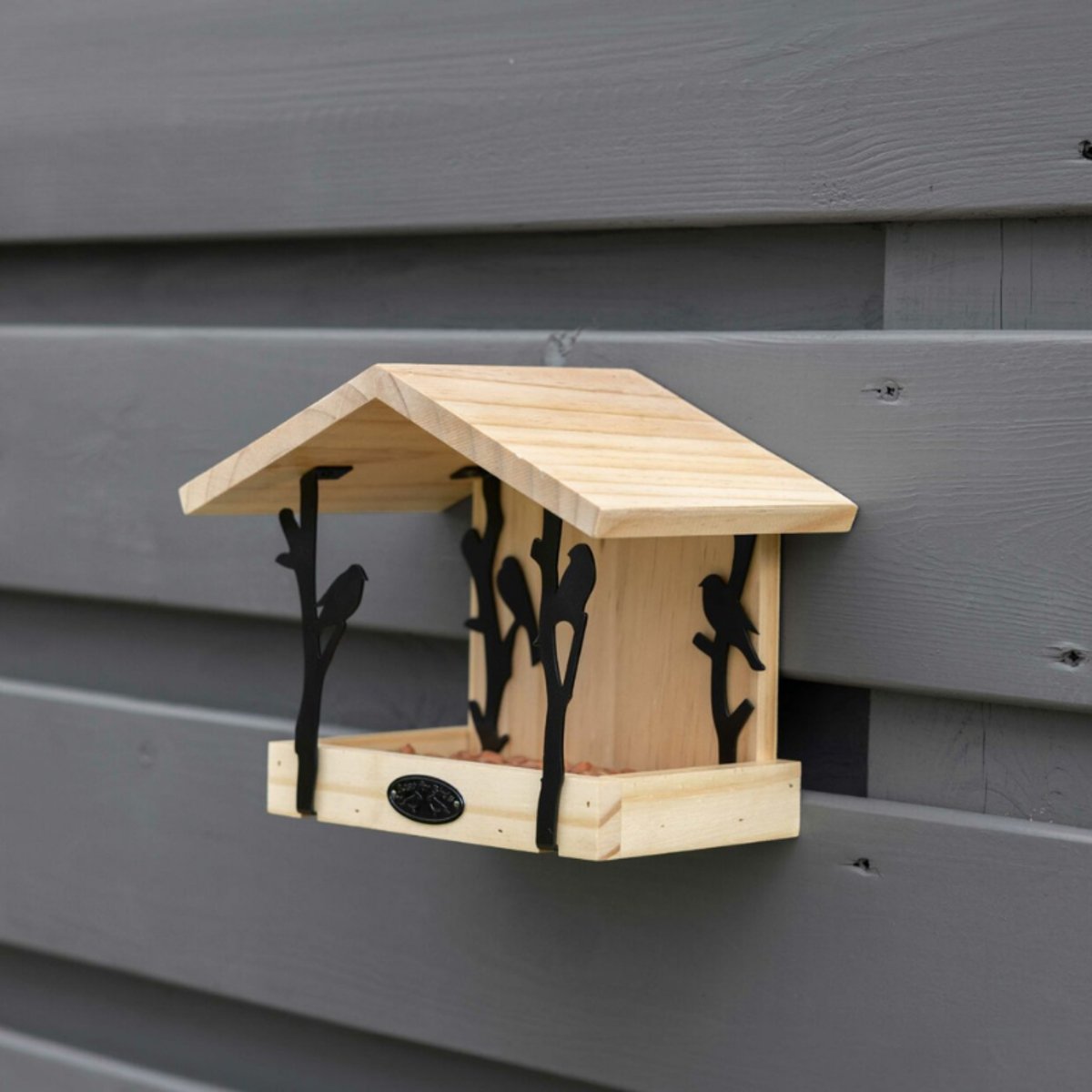 Mangeoire murale en bois motif oiseaux couleur unique, ESSCHERT DESIGN
