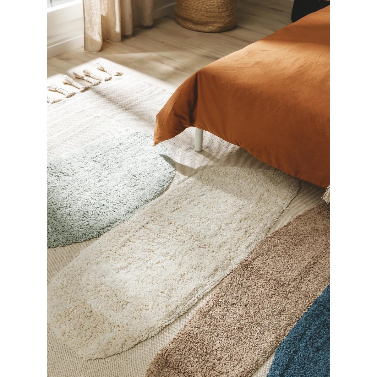 Tapis en coton fait main GIBSON bleu, BENUTA