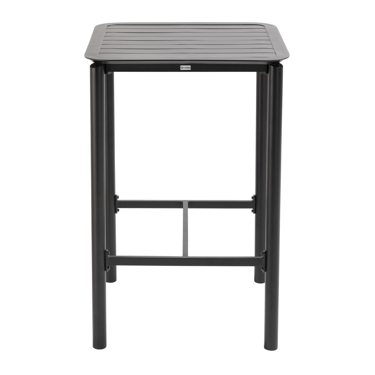 Table haute de terrasse carrée et 2 chaises en aluminium, ALMADA noir, OVIALA