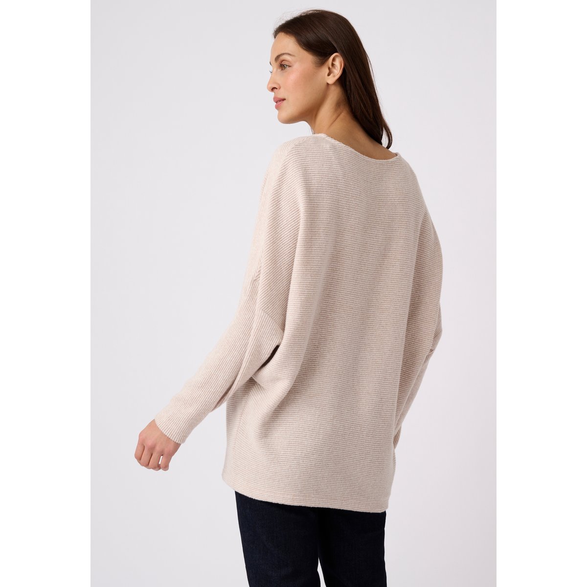 T-shirt maille chaude côtelée marron ecru chiné, DAMART