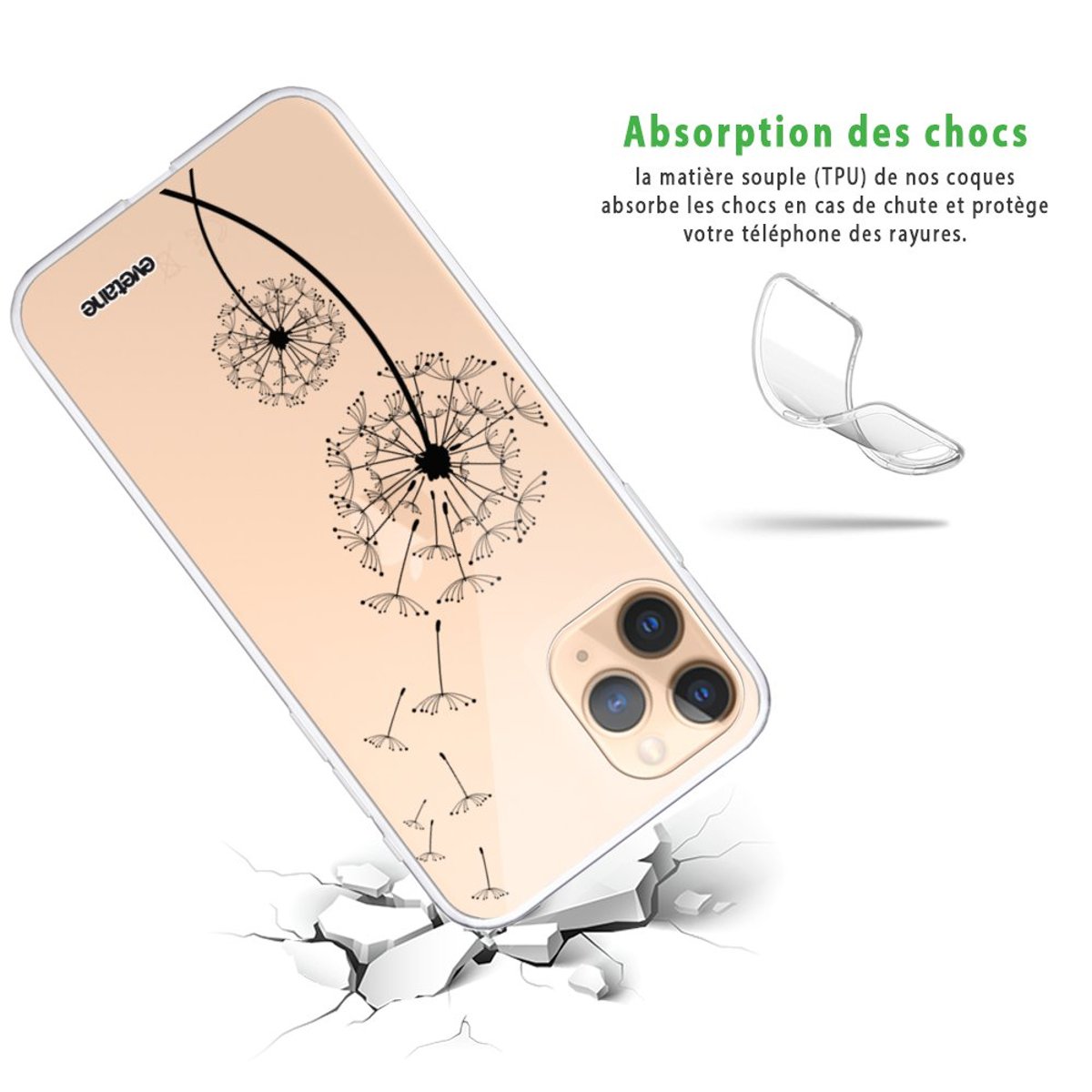 Coque 360 iPhone 11 Pro pissenlit, EVETANE