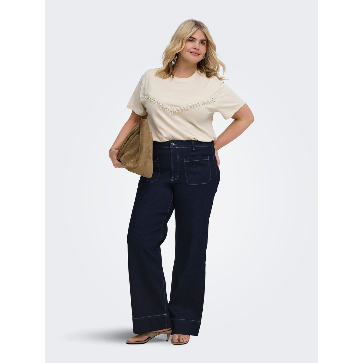 Jean À Jambe Large dark blue denim, ONLY CARMAKOMA