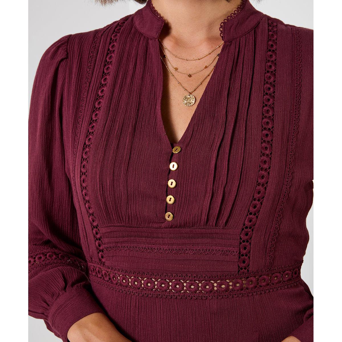 Robe Mi-Longue à Manches Longues Preya violet, JOE BROWNS