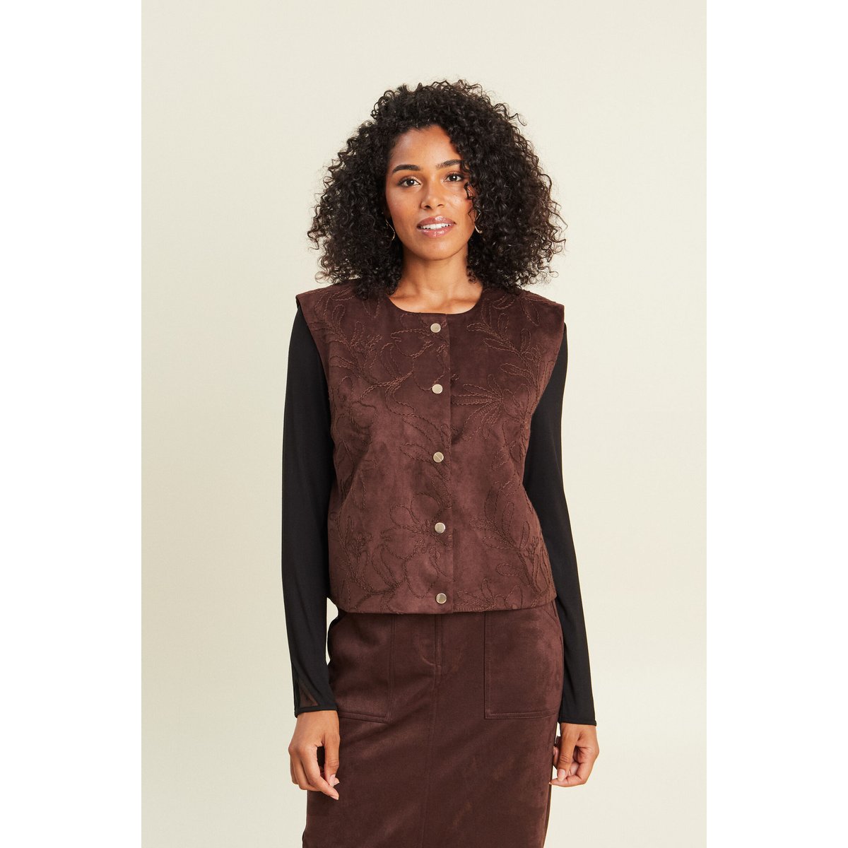 Veste sans manches doublée marron foncé, BREAL
