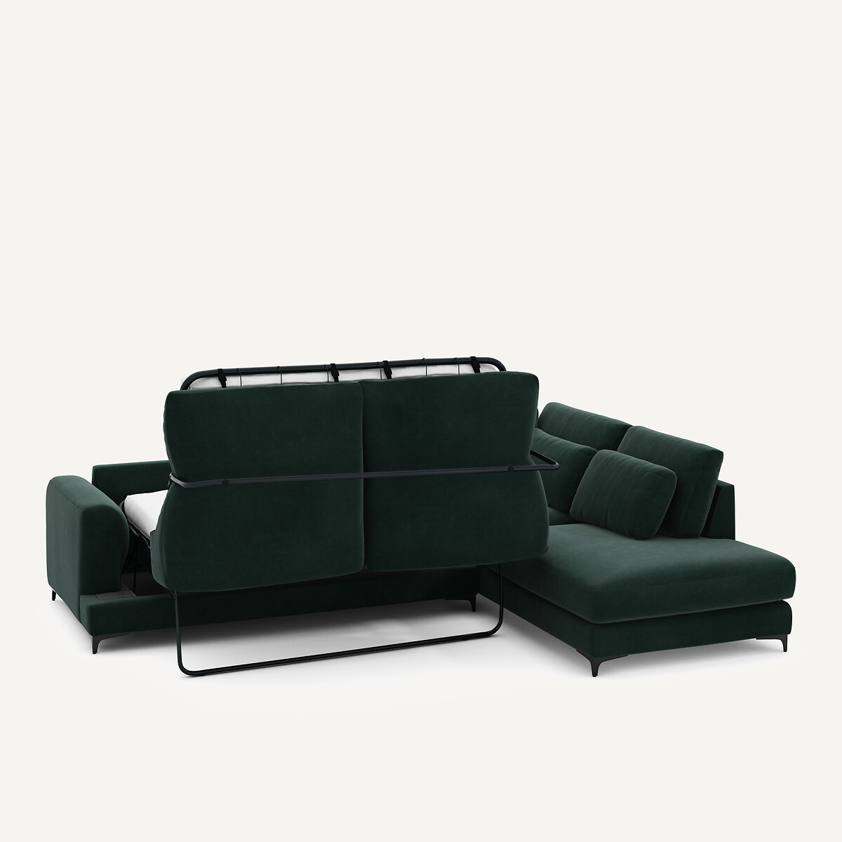 Divano letto angolare destro, velluto, Marsile verde zar , AM.PM