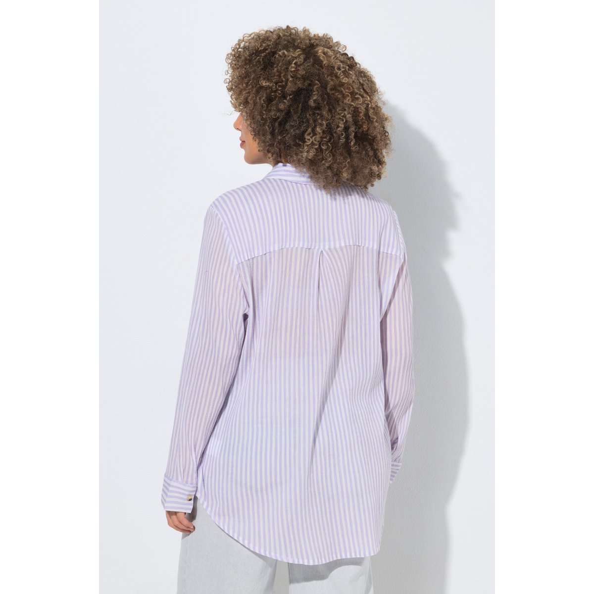 Chemisier rayé en crêpe violet vif, ULLA POPKEN