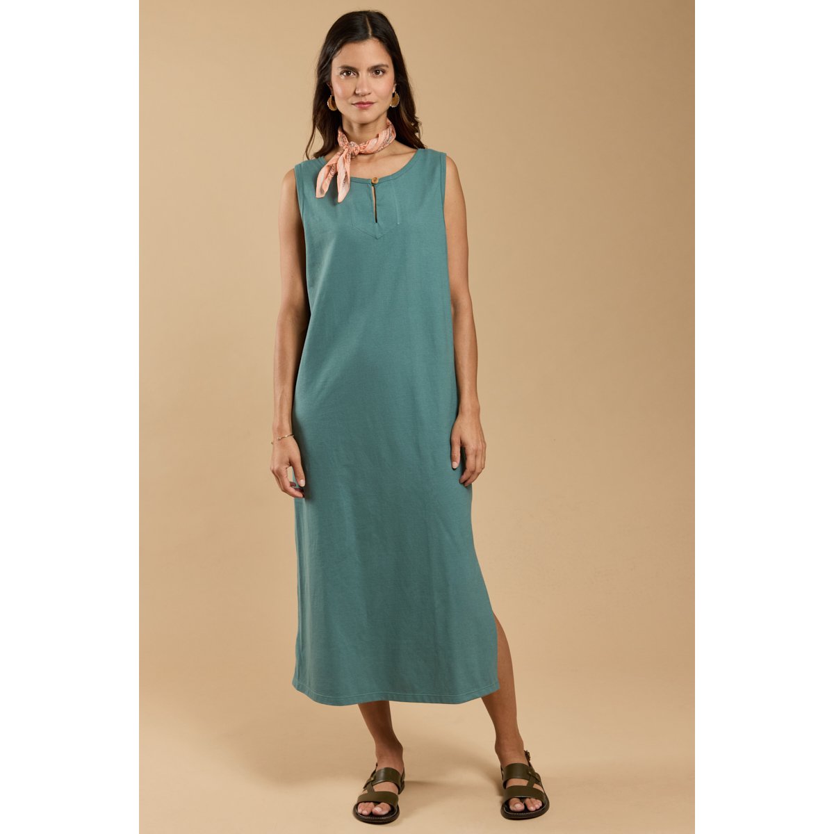 Robe débardeur longue en coton épais silver pine, ARMOR-LUX