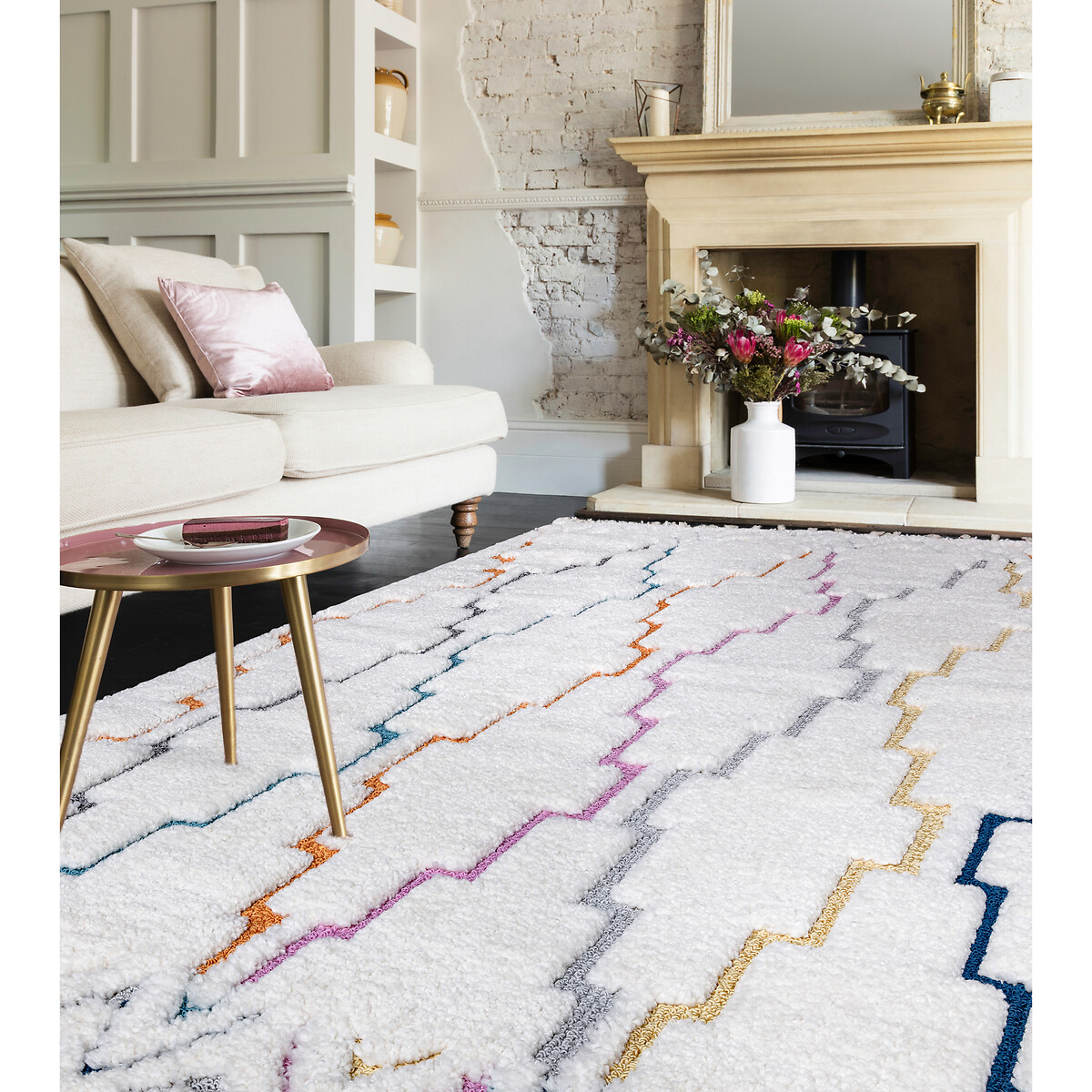 Trellis Shaggy Moroccan Rug multi-coloured, SO'HOME