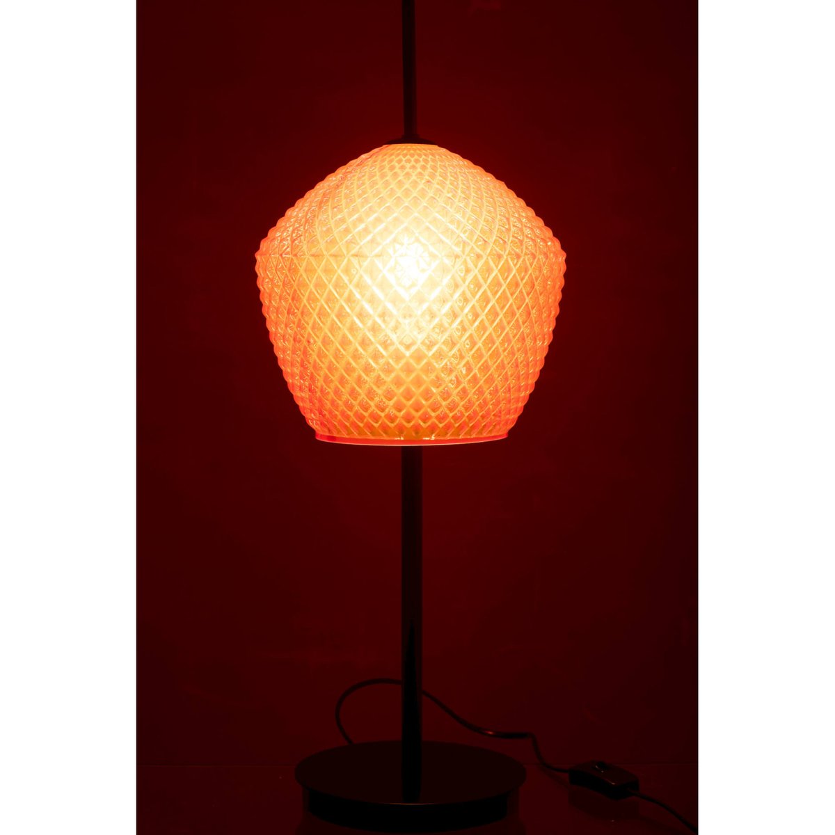 Lampe de salon en verre rond rouge texturé intense, RECOLLECTION