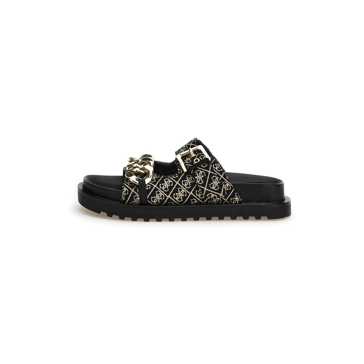 Claquettes Fatema Logo 4G noir multi, GUESS