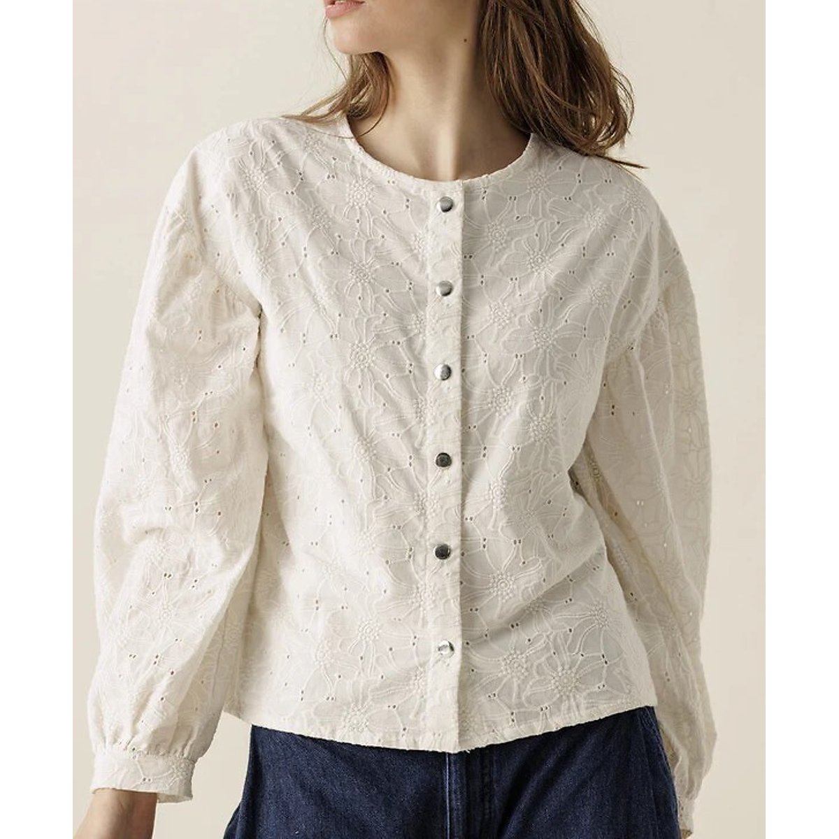 Camicetta ricamata con bottoni a pressione, LATA beige, APACHES COLLECTIONS