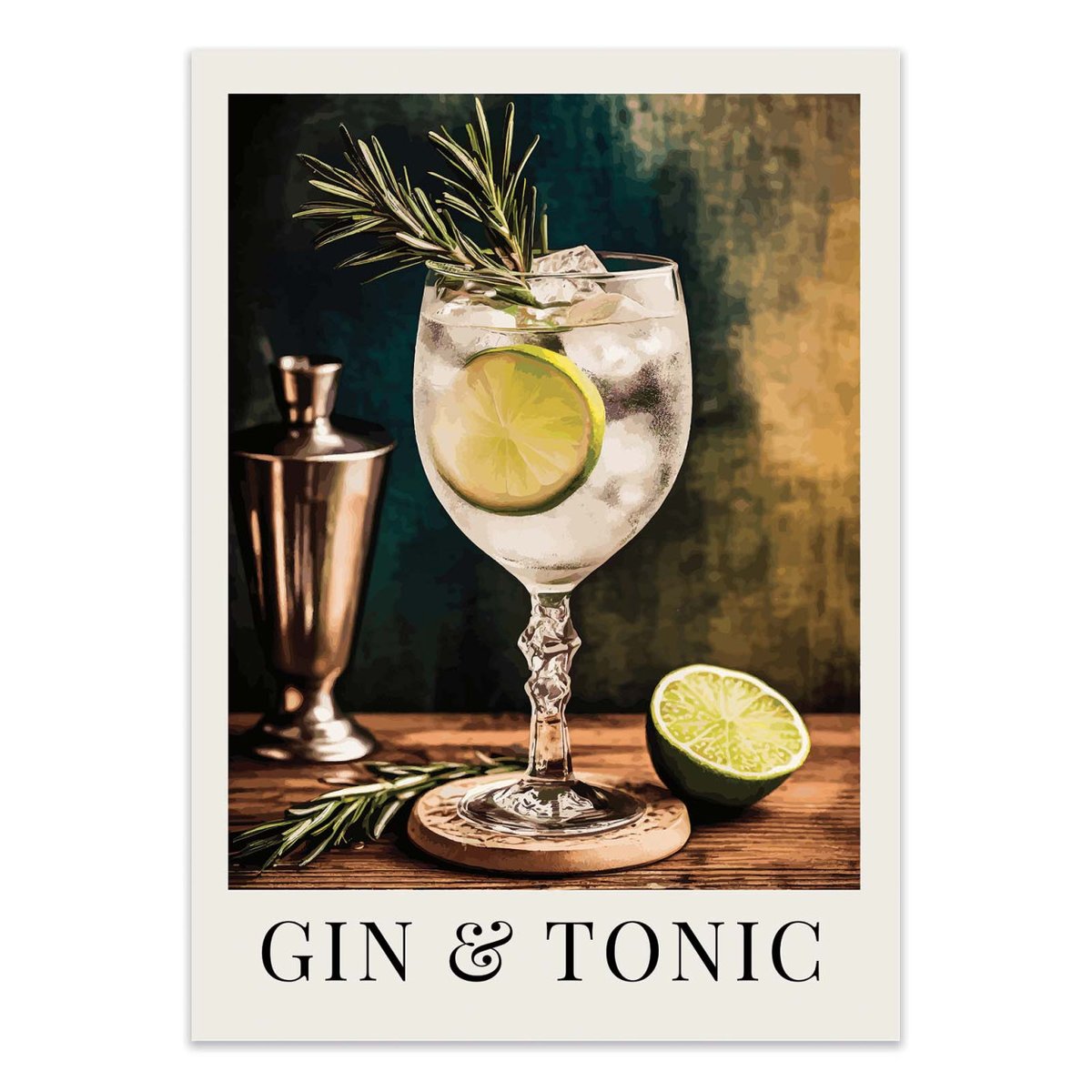 Affiche d'art - Gin and Tonic - Andreas Magnusson couleur unique, WALL EDITIONS