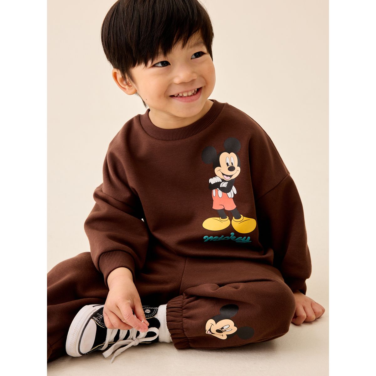 Sweat mickey et pantalon de jogging marron chocolat, NEXT