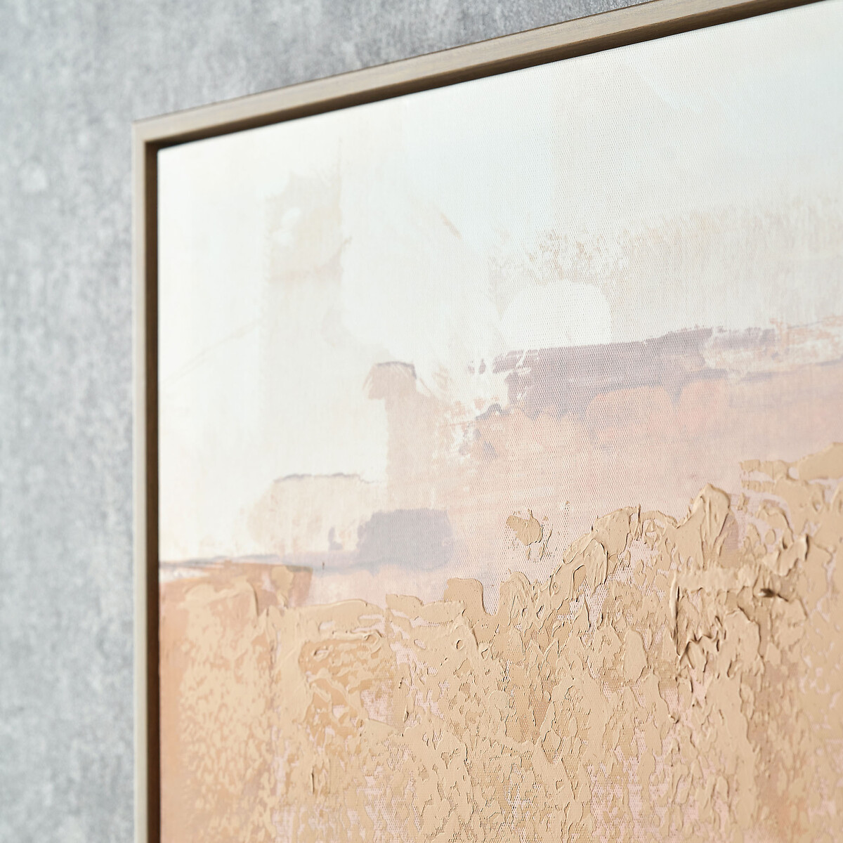 100x100cm White and Terracotta Abstract Square Canvas with Oak Effect Frame terracotta, SO'HOME