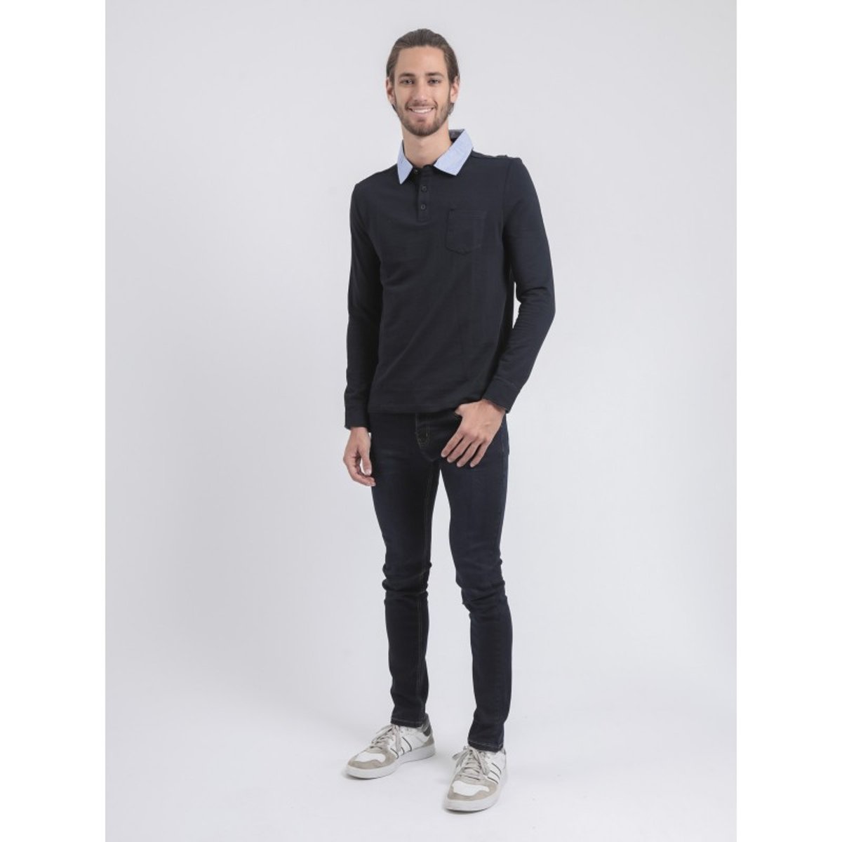 Polo Manches Longues Pur Coton Pokeman bleu marine, RITCHIE