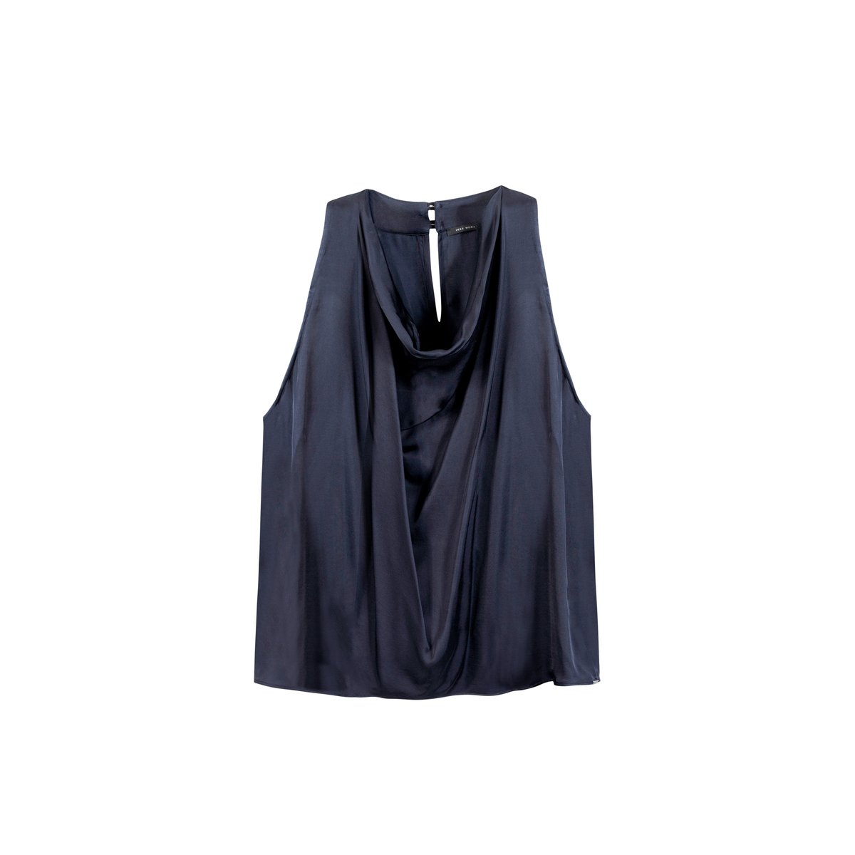 Top sans manches col bénitier en satin marine foncé, IKKS