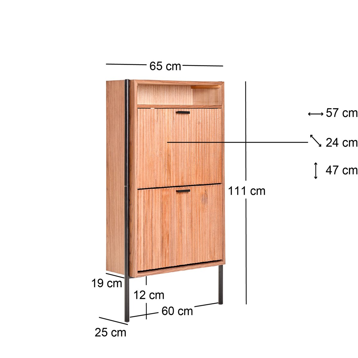 Meuble a chaussures 2 tiroirs, ESPOO bois noyer, NORDLYS