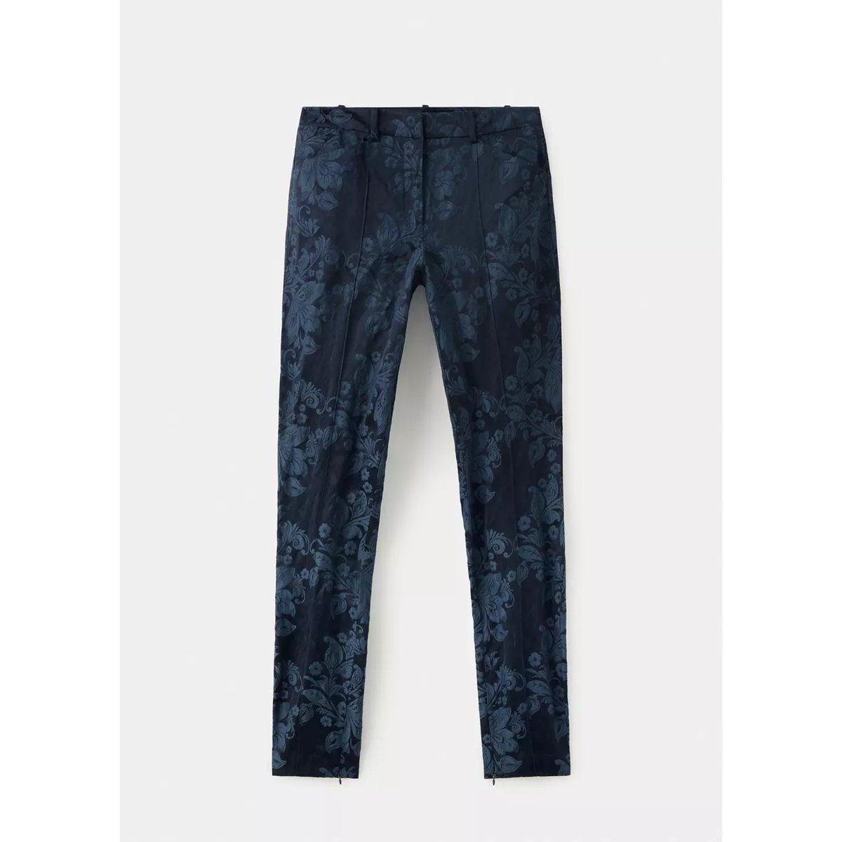 Pantalon cintré imprimé à fleurs bleu, MANGO