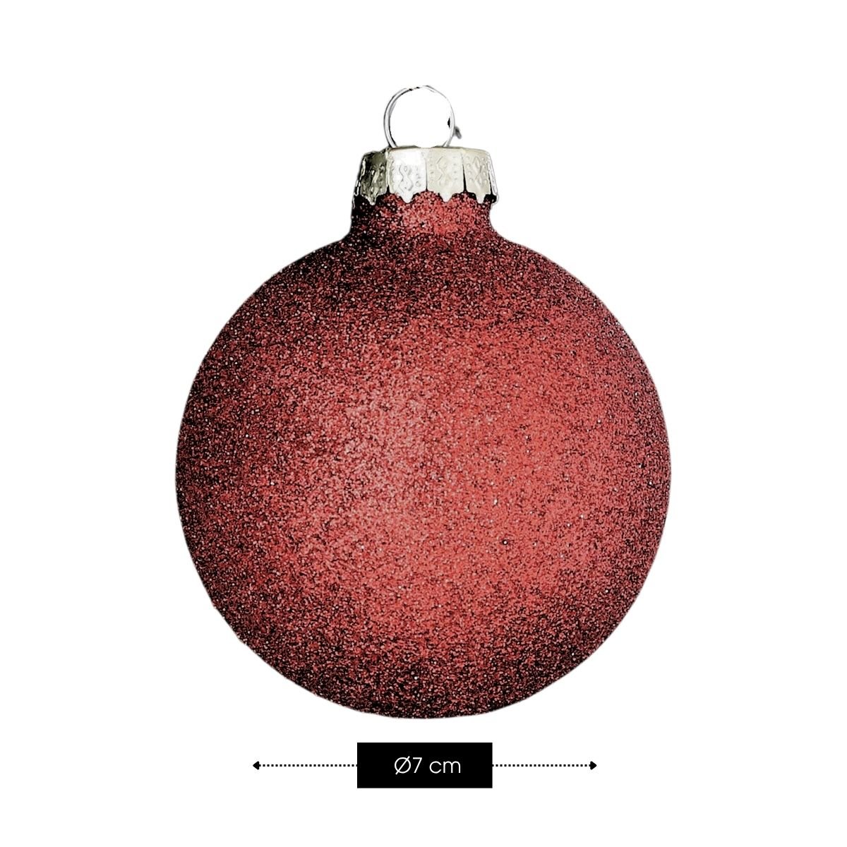 Lot de 26 boules de Noël en verre NOELA rouge foncé, MICA DECORATIONS