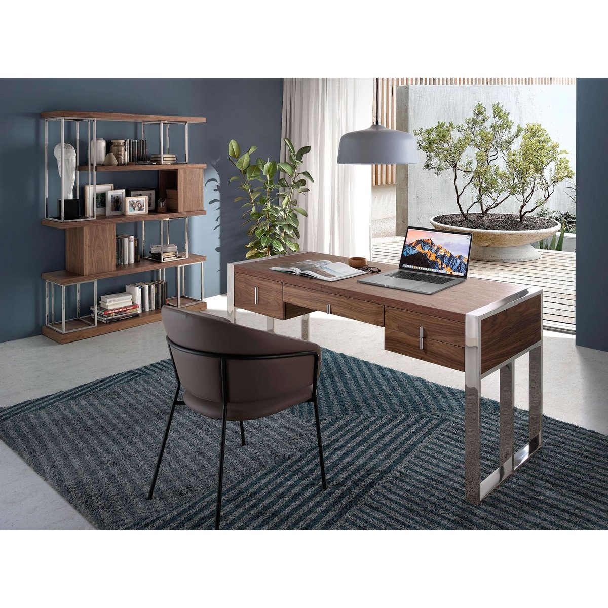 Bureau en noyer et acier chromé noyer | acier chromé, ANGEL CERDA
