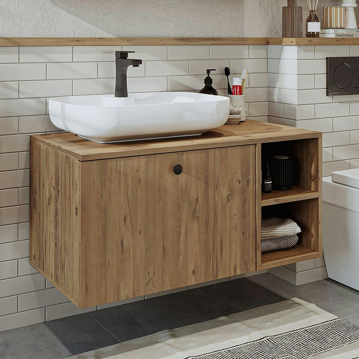 Meuble vasque mural 1 tiroir RUSH pin, PIER IMPORT