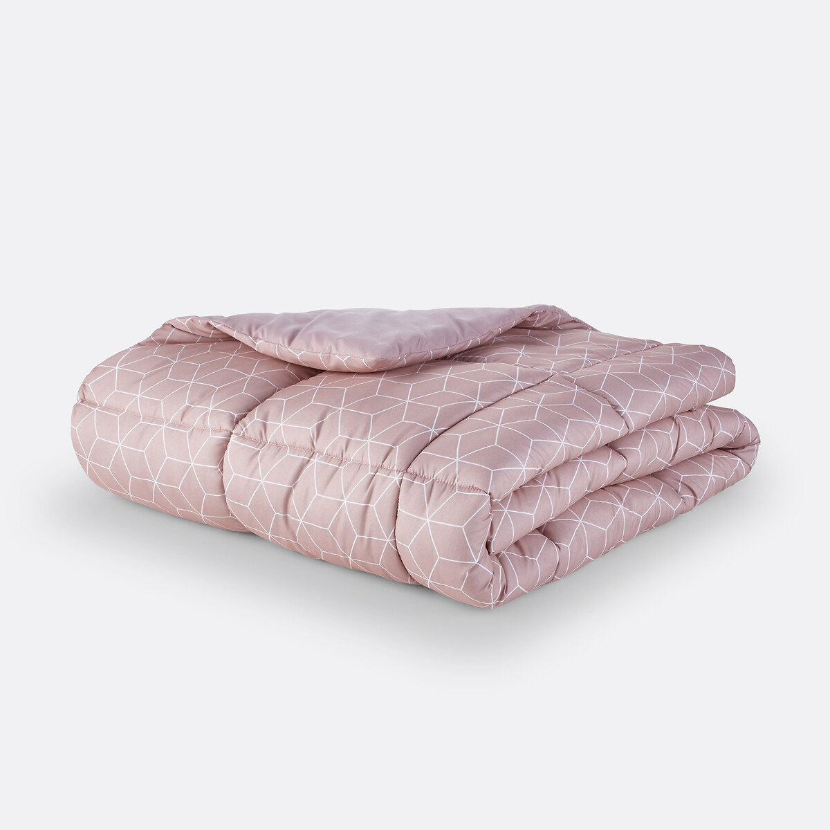 Couette imprimée microfibre, Decio rose poudré/blanc, SO'HOME