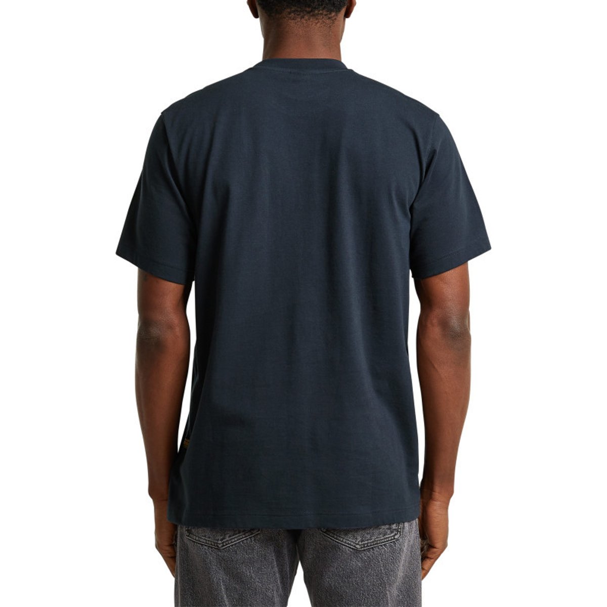 T-shirt en coton biologique bleu marine imprimé avec une coupe droite bleu foncé, G-Star RAW