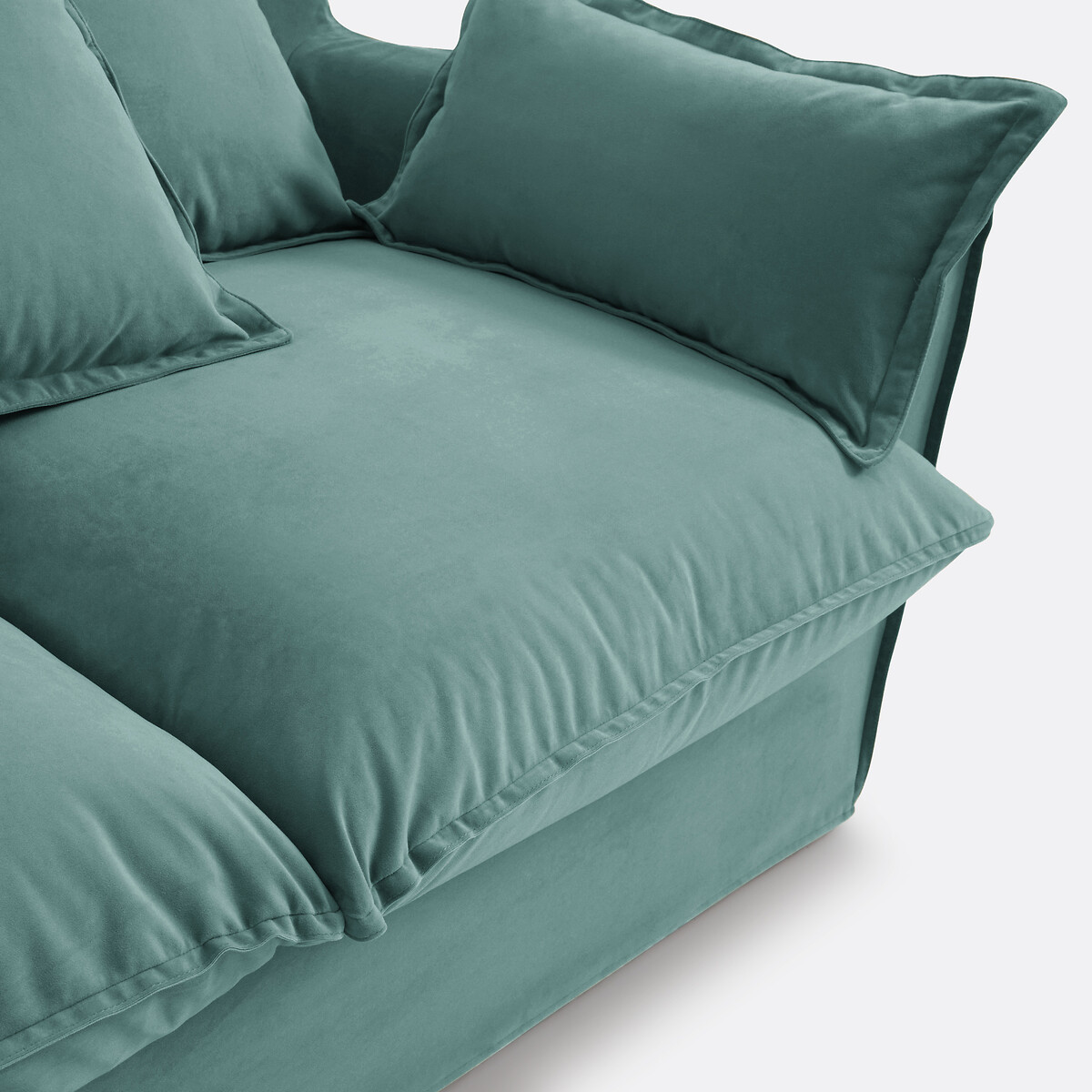Canapé convertible, 2 ou 3 places, déhoussable, velours, ODNA bleu céladon, LA REDOUTE INTERIEURS