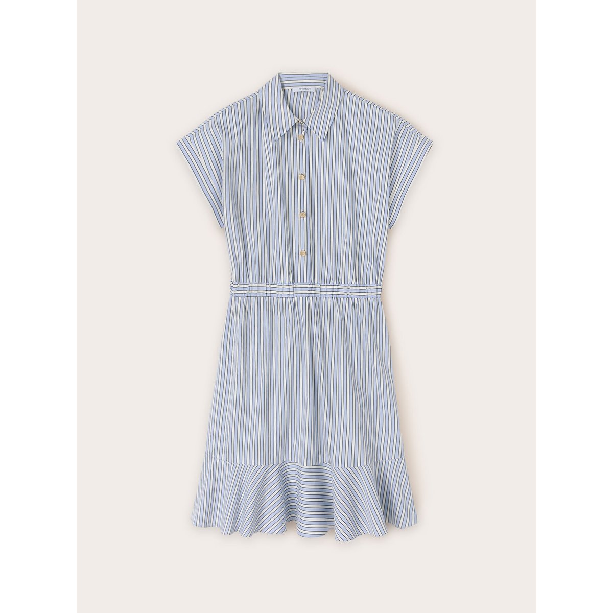 Robe chemisier en coton rayé light - blue, MOTIVI