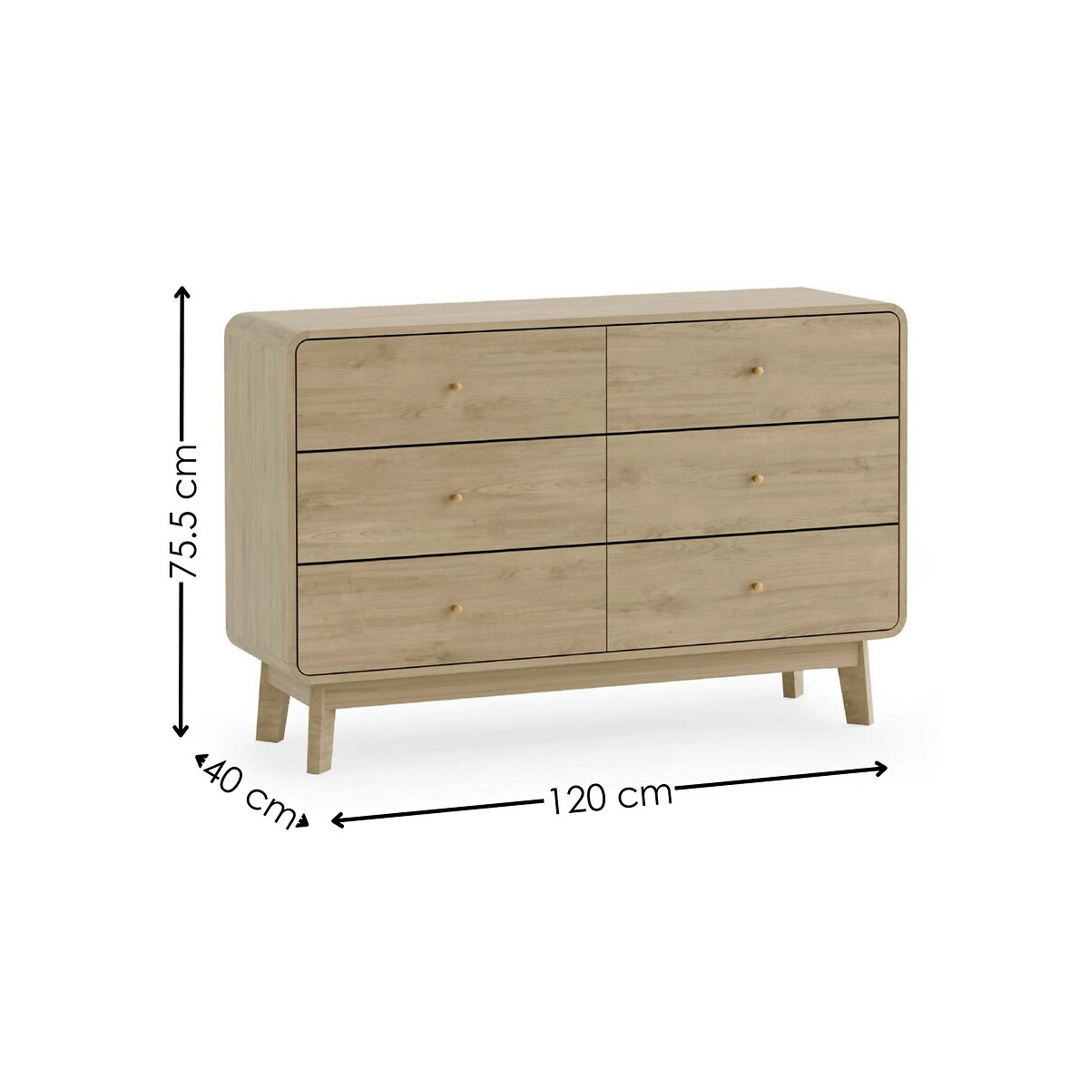 Seluna Retro Oak 6 Drawer Dresser natural oak, SO'HOME