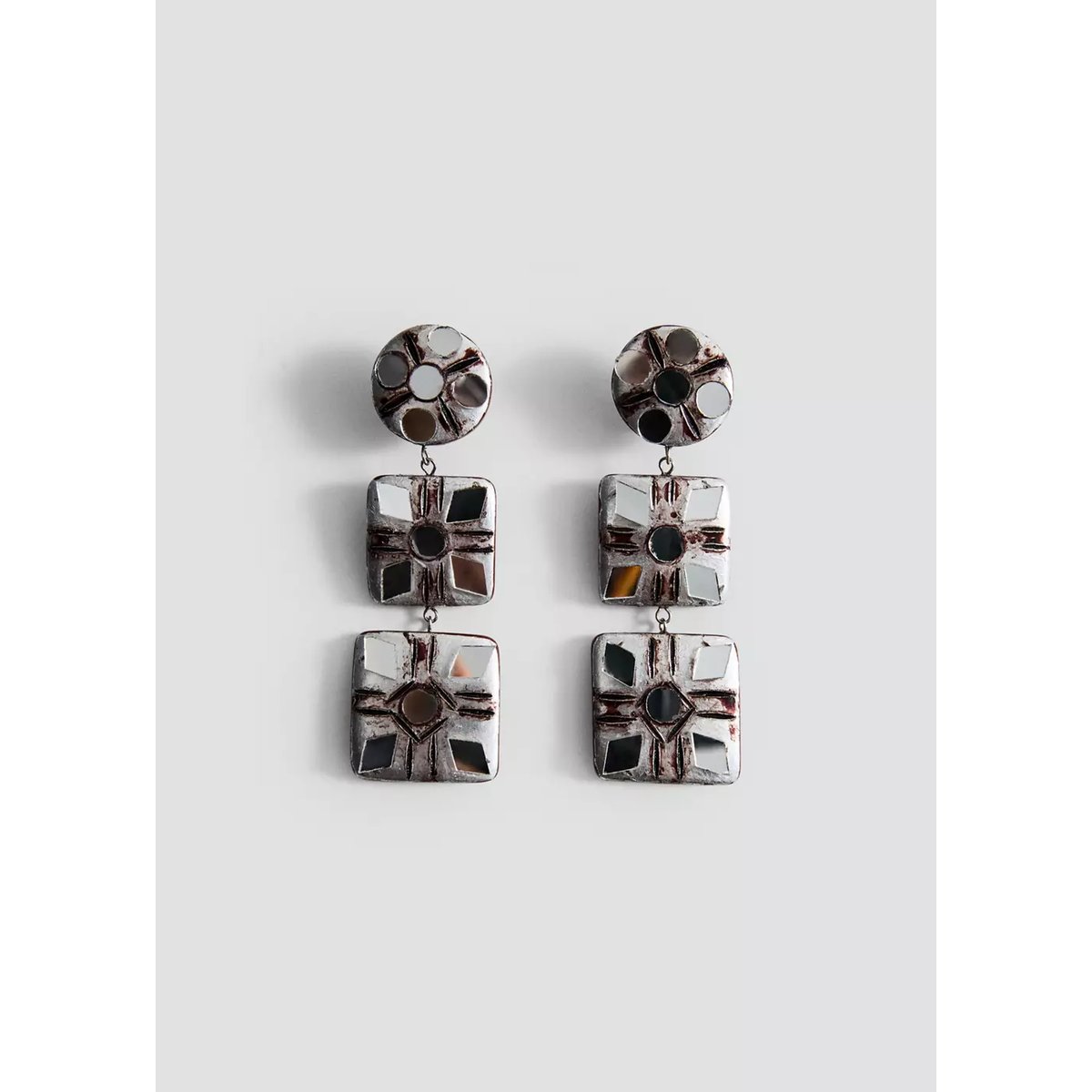 Boucles d'oreilles pendantes résine marron, MANGO